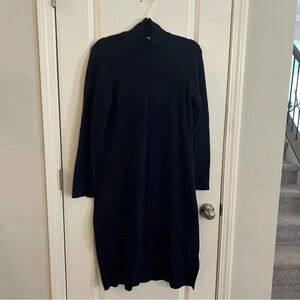 Free assembly maxi dress XL Swearer dress mock neck side slit navy blue